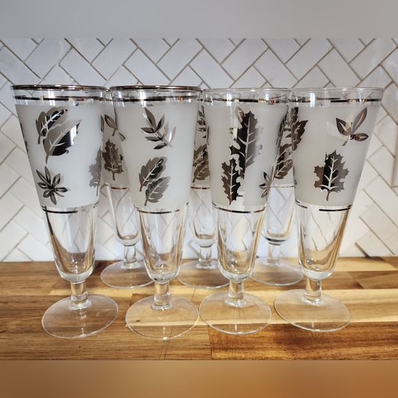 Vintage Libbey Silver Leaf Liquor Champagne Glasses (set of 7) - Picture 3 of 9